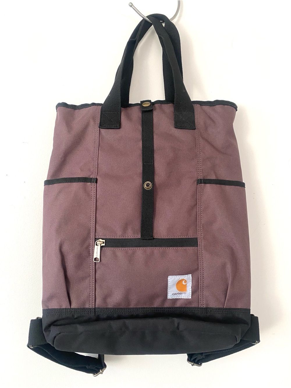 Carhartt Maroon & Black Nylon Canvas Tote-Style Laptop Backpack Street Casual